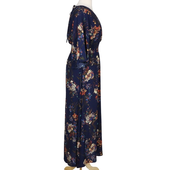 Moody Florals 2X Navy Blue Boho Gypsy Maxi Dress - Picture 4 of 8